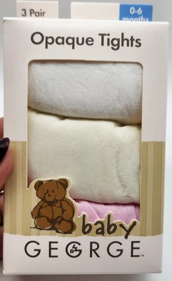 3 pr 0-6 months Baby George Opaque Tights Pink, white & cream - Image 1 of 4