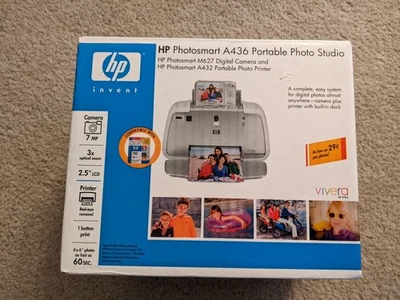 HP PhotoSmart A436 Portable Photo Printer Studio & M627 Digital Camera. New.  - Image 1 of 4