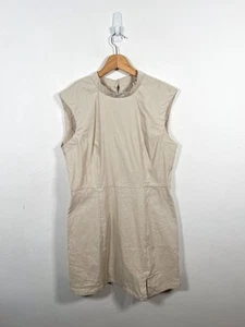Anthropologie Dress Large Cream Casual Summer Chore Minimal Short Mini Linen Mix - Picture 1 of 12
