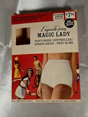 Vintage MAGIC LADY LARGE Pantyhose Controller/SPORTS BRIEF BLACK P953 - Image 1 of 4