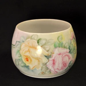 RS Tillowitz Reinhold Schlegelmilch Vase 6 3/4" Pink & Yellow 1905-1938 Roses - Picture 1 of 12
