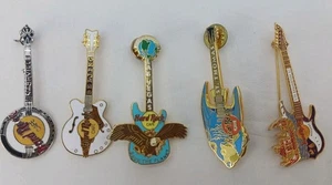 Vtg Hard Rock Cafe Pin Lot Of 5 Guitar Pins St. Thomas, Beijing, Las Vegas, Nash - Picture 1 of 5
