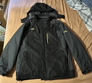 Outdoor SPort Jacket Fleece Lined Hooded Water-Resistant Breathable Black Mens L - Picture 1 of 5