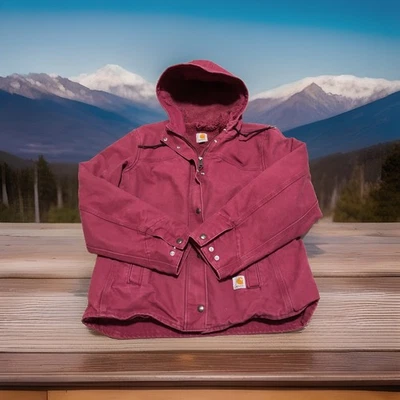 CARHARTT JACKET/Small 4-6 SALMON PINK/FULL ZIP/100657-648/ HOOD / SHERPA / women - Image 1 of 4