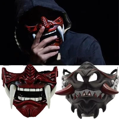 Oni Samurai Halloween Mask - Tactical CS Horror Half Face Mask for Cosplay New - Image 1 of 4