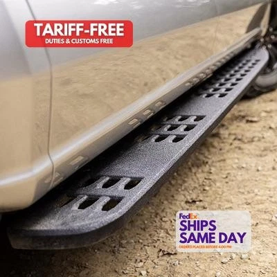 Ford M-16450-FSORB, 2 Pack Black Textured Steel Off Road Running Board Set Fits  - Image 1 of 4