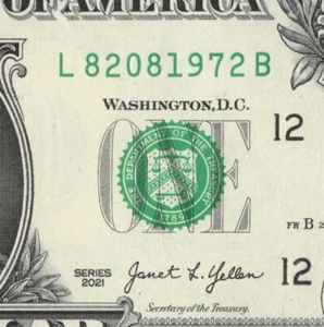 1972 YEAR Date Note Fancy Serial Number One Dollar Bill L 82081972 B FW CU - Picture 1 of 12