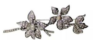 Broche prendedor de plata de ley 925 con diamante talla rosa de 4,46 quilates aspecto victoriano antiguo - Imagen 1 de 14