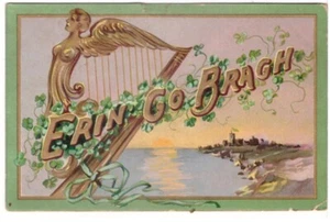 Erin Go Bragh, Harp, 1909 Tuck St Patricks Day Postcard, Emerald Isle Series 157 - Picture 1 of 2
