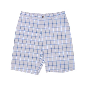 Adidas Golf Mens Plaid Flat Front Walking Shorts (Medium, Chrome/Prime Blue) $60 - Picture 1 of 2