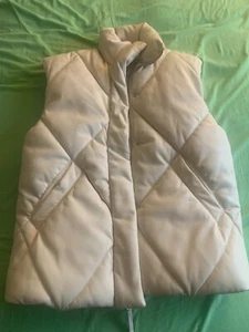 Abercrombie & Fitch Vegan Leather Puffer Vest Ivory - Wind Water Resistant  - Picture 1 of 7
