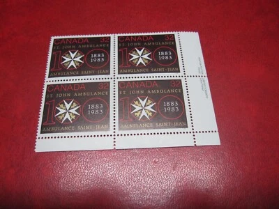 CANADA Unitrade# 980 32c ST. JOHN AMBULANCE CENTENARY LR INSCRIPTION BLOCK MNH - Image 1 of 2
