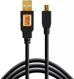 Tether Tools CU5401 1' ThetherPro USB 2.0 A Male to Mini-B 5 Pin Cable, Black - Picture 1 of 4