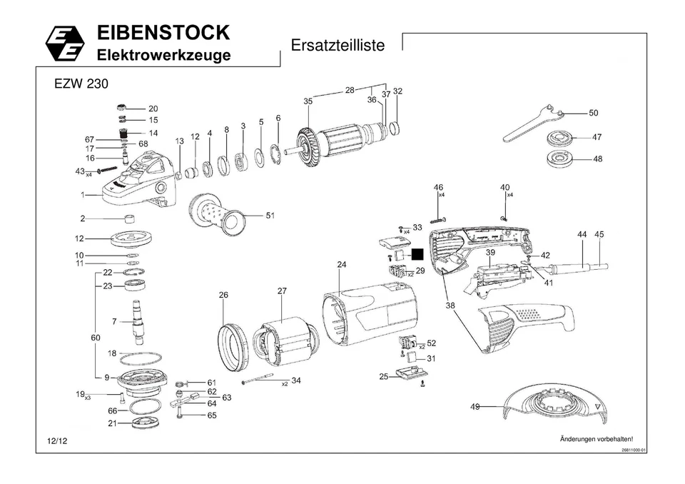 EIBENSTOCK ELEKTROWERKZEUGE Eibenstock Ersatzteile für EZW 230 Zweihandwinkelschleifer