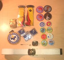 Lot of 26 Vintage Boy Cub Scouts BSA Patches Webelos Pins Badges & Belt