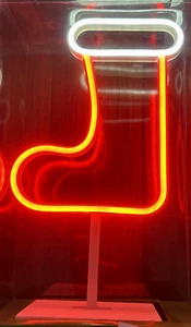 New Christmas Neon Bootie LED Light Lamp Table Desk Seasonal Holiday Decor 15" - Picture 1 of 10