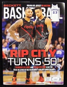 Portland Trail Blazers Damian Lillard CJ McCollum Signed Beckett Magazine JSA - Picture 1 of 2