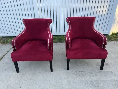 Juego de 2 sillas Accent en tela de terciopelo rojo por Coaster Foto 1 de 4