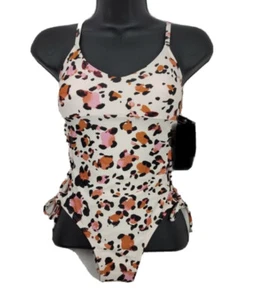 Hula Honey Juniors' Wild About You Printed Side-Lace One-Piece Swimsuit, Medium. - Picture 1 of 9