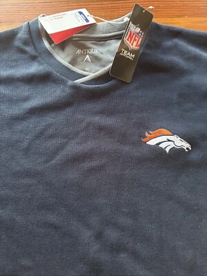 Мужской пуловер Antigua Denver Broncos свитер синий с длинным рукавом из хлопковой смеси размер XL - Изображение 1 из 4