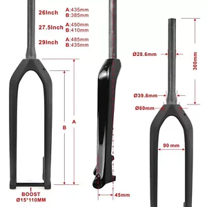 Full Carbon Fibre Disc Brake Fork Thru Axle Tapered/straight Inner Cable fork - Picture 1 of 16