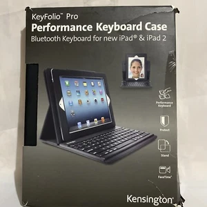 Kensington Keyfolio Pro 2 Bluetooth Keyboard folio case for 10"  iPad 2 3 4 - Picture 1 of 4