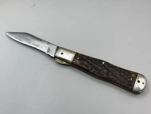 VINTAGE CATTARAUGUS 12829 KING OF THE WOODS HUGE OLD BONE HUNTER LINER LOCK - Picture 1 of 21