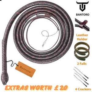 Cuero Canguro Bullwhip Premium Marrón 16 Trenzas Fuerte Grieta Núcleo de Acero - Imagen 1 de 10