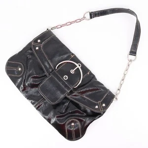 Merona Handbag Women S Black Faux Leather Convertible Clutch Purse Shoulder Bag - Picture 1 of 17