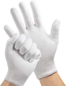 7 Pairs White Gloves, Cotton Gloves for Dry Hands Sleeping, Breathable Moisturiz - Picture 1 of 11