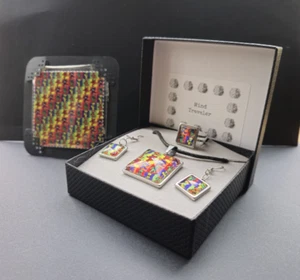 Dancing Bears Grateful Dead LSD Blotter Sheet Frame 100 TABS Jewelry Set of 3 - Picture 1 of 6