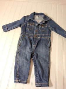 Oshkosh Baby B’gosh Denim Langarm Overall mit Spruch Größe 9 Monate gebraucht, in einwandfreiem Zustand - Bild 1 von 7