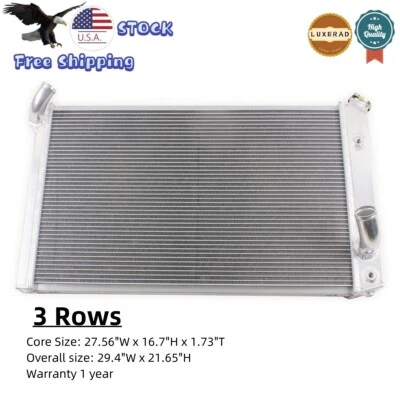 3 Row All Aluminum Radiator For Chevrolet 1973-1976 Corvette 5.7L / 7.4L AT - Изображение 1 из 4