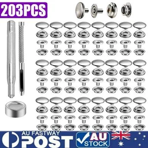 203x Stainless Steel Snap Fastener Press Studs Cap Button Boat Canvas Marine AU - Picture 1 of 12