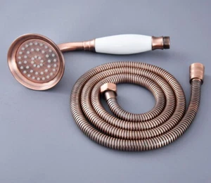 Antique Red Copper Bathroom Accessory Bath Hand Held Water Shower Head 1.5m Hose - Picture 1 of 7