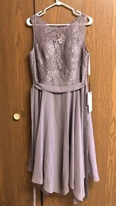 JJ's House Damenkleid weich lila 14 A-Linie Braut Spitze Chiffon knielang neu mit Etikett - Bild 1 von 8