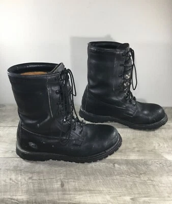 Botas de motociclista de cuero punk de punta suave años 90 para hombre talla 11,5 trabajo de combate de colección Foto 1 de 4