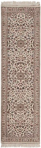 RRA 3x9 Runner Indo Floral Tabriz Allover Design Ivory Rug 16048 - Picture 1 of 7