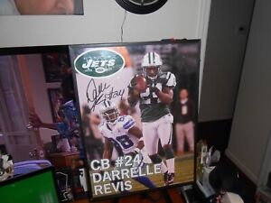 DARRELLE REVIS SIGNED POSTER 24" X 18" NEW YORK JETS PSA/DNA FREE SHIPPING!!