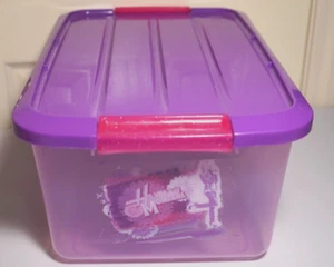 Disney Hannah Montana Purple Plastic Storage Container Tub Box with Lid flaws - Picture 1 of 6