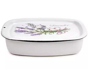 Lavender Enamel Food Storage Container Enamel Kitchen Container w/Lid 1.1qt - Picture 1 of 5