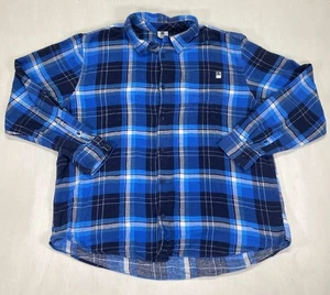 DC Herren Hemd mit Knopfleiste XL blau weiß kariert weich Flanell Langarm Baumwolle - Bild 1 von 8