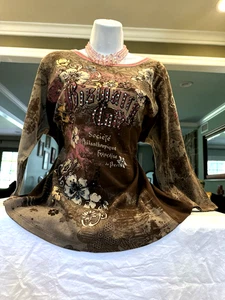 Vanilla Sugar Women’s Size 1X embellished fairycore 3/4 Sleeve Blouse Y2K - Picture 1 of 14