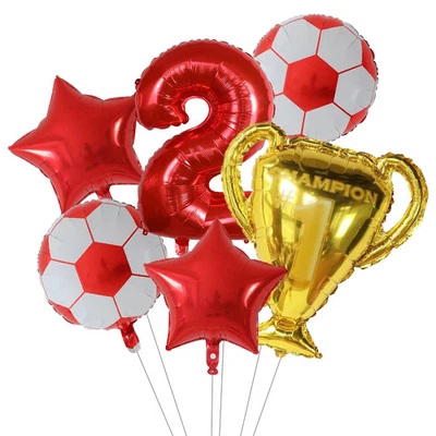 Globos de fútbol de aluminio con número 6 piezas Trofeo mundial Balón Fútbol Niños Bo Foto 1 de 4