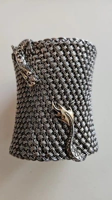 Brazalete John Hardy Plata 925 Oro 18k Ojos Rubí Ancho Dragón Brazalete Foto 1 de 4