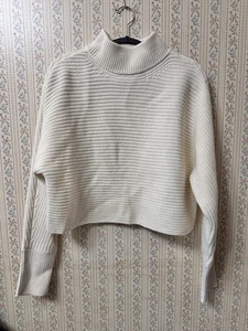 Gianni Bini Michelle Acryl Mock Rollkragen gerippt naturweiß Pullover Small - Bild 1 von 4