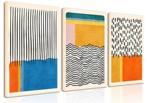 AKWISH Midcentury Modern Framed Wall Art for Living Room Set of 3 Mid Century... - Picture 1 of 7