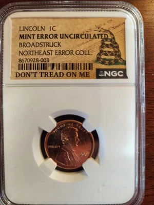 1998 Lincoln 1C North East Error Collection Mint Error Brilliant UNC Broadstruck - Image 1 of 2