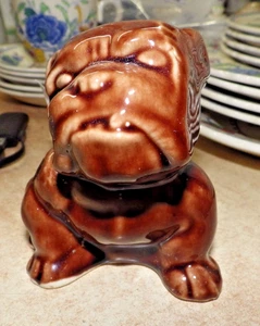 Vintage MCM Bulldog DOG Planter Morton Pottery BROWN 4" Mid Modern Century - Picture 1 of 3