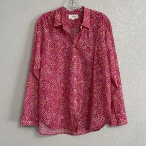 Xirena Beau Shirt Womens M Silk Cotton Floral Print Button Up Preppy Boho Pink - Picture 1 of 18